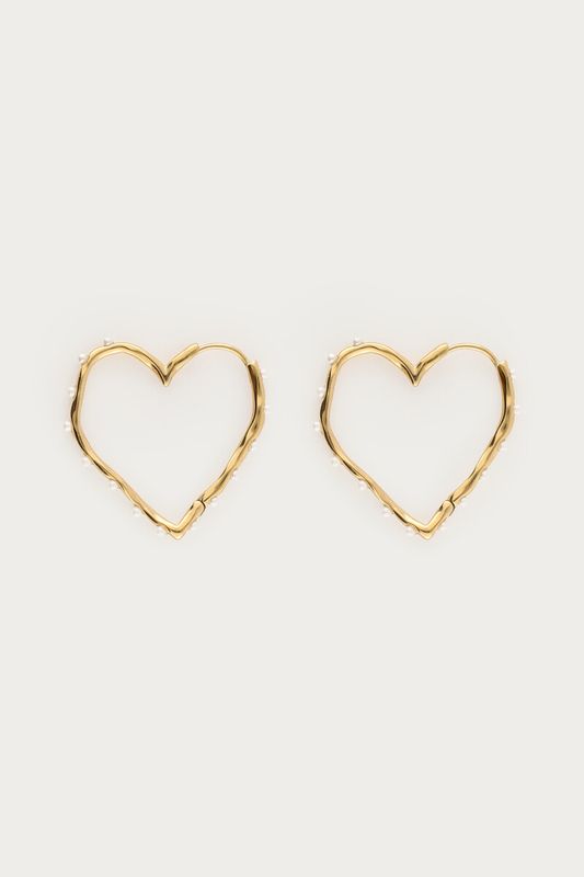 My Jewellery Earring heart pearl hoop Gold MJ14832