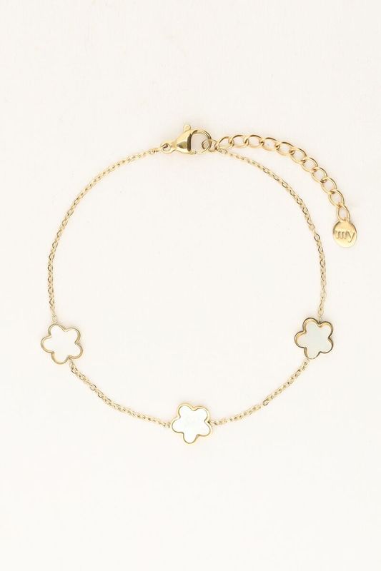 My Jewellery Bracelet 3 flowers pearl Gold MJ10058