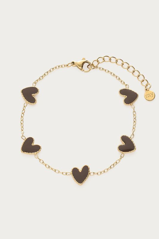 My Jewellery Bracelet brown hearts Gold MJ15748
