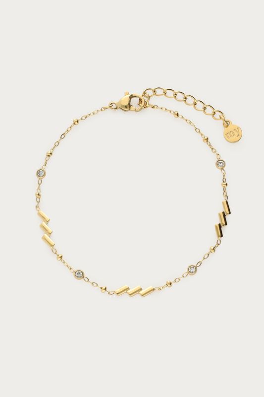 My Jewellery Bracelet diagonal stripes and stras Gold MJ14840