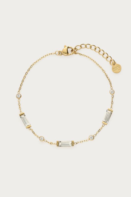 My Jewellery Bracelet round and square strass bi Gold MJ14838