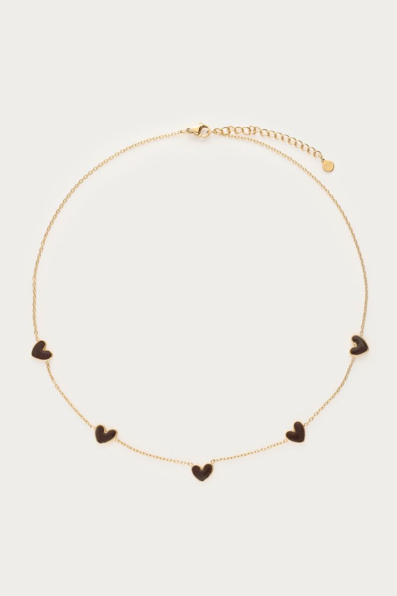 My Jewellery Necklace brown hearts Gold MJ15745