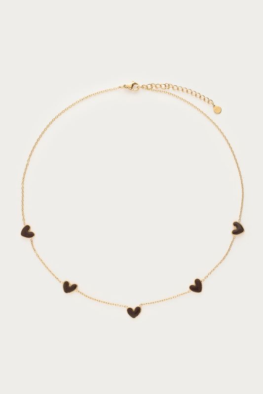 My Jewellery Necklace brown hearts Gold MJ15745