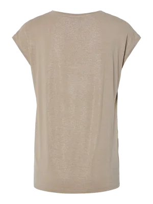 PIECES Dames Glitter T-shirt Pcalice Ss - Trendy & Comfortabel In Lichtgrijs Mix Maat L