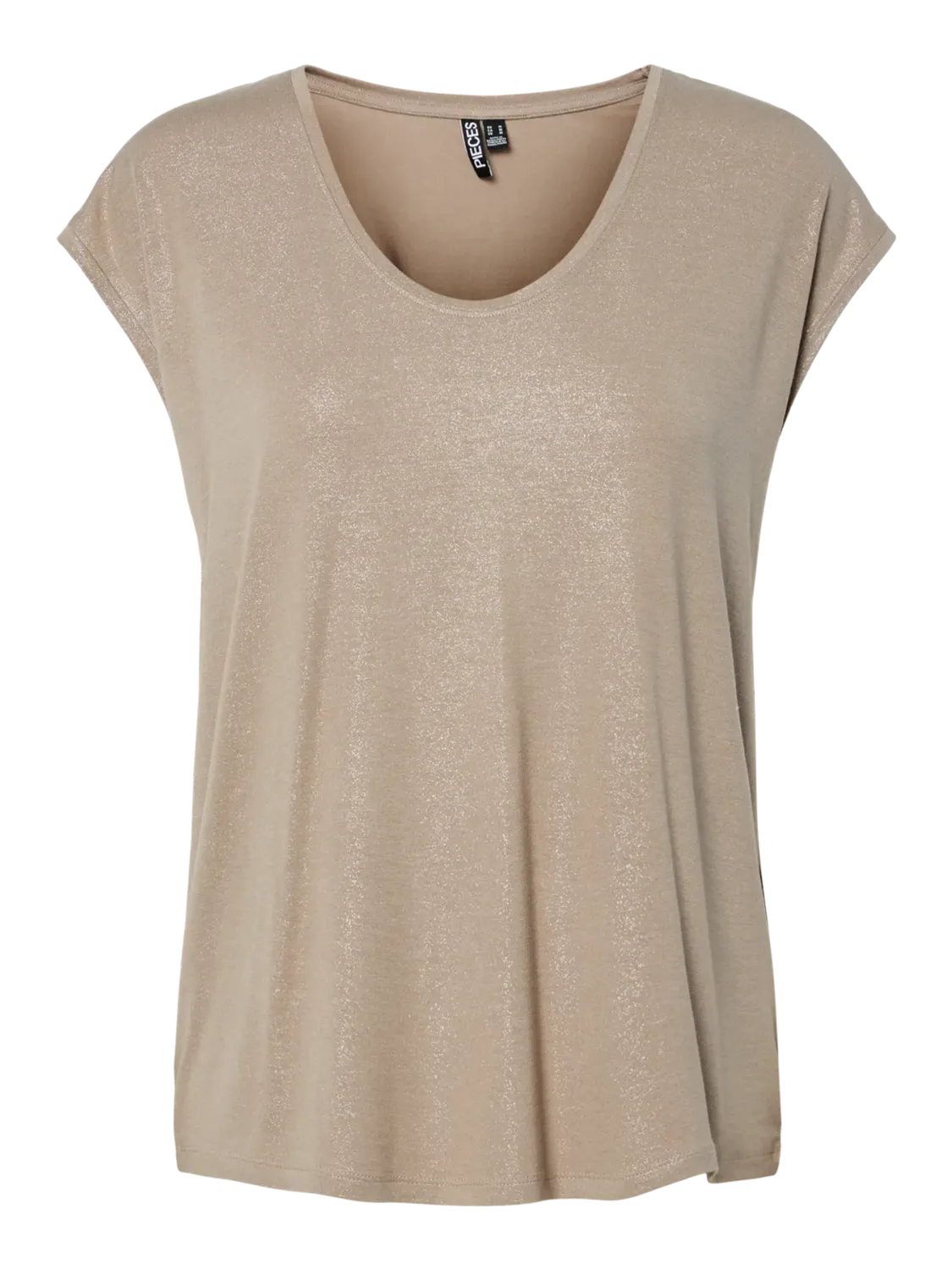 Pieces PCALICE SS GLITTER TEE JRS NOOS BC Greige/GLITTER SILVER 17162299