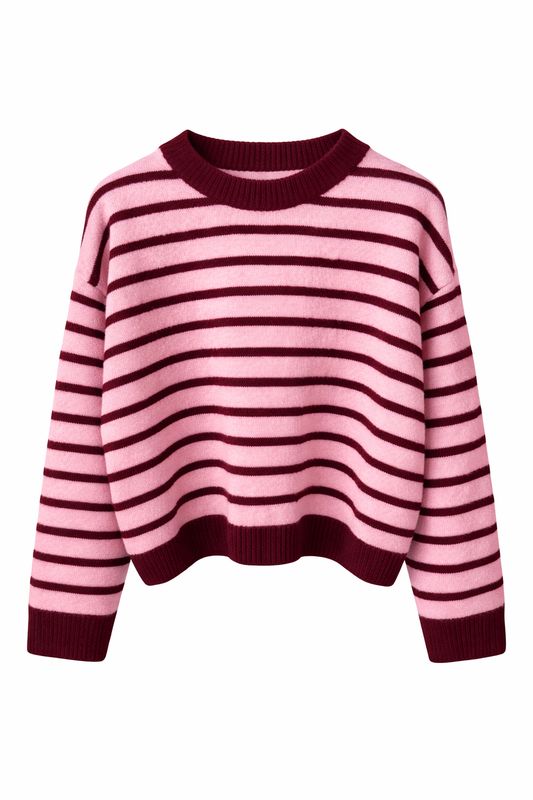 Blush Trui Streep Bordeaux/Roze SH719P