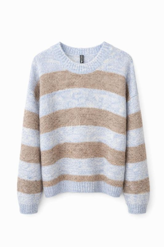 Pieces PCRASMINE LS O-NECK KNIT BC Xenon Blue/Greige 17162165