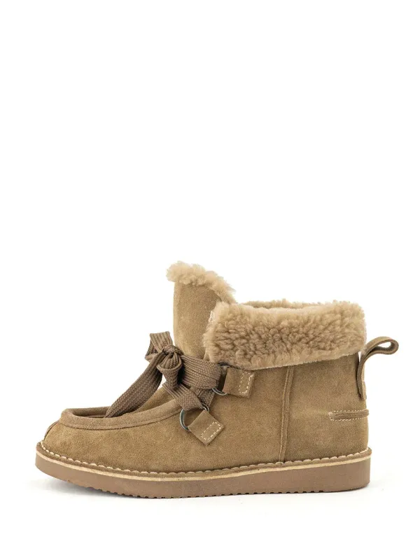 Babouche Lifestyle korte laars met veters Adina Beige Adina-2