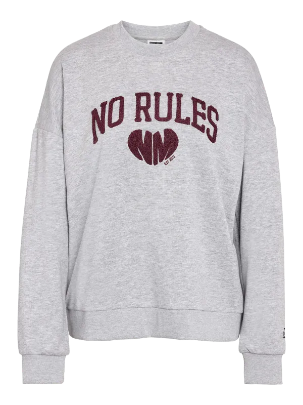 Noisy May NMSOCO L/S O-NECK TERRY SWTSHIRT JR: Light Grey Melange/TIBETAN RED 27