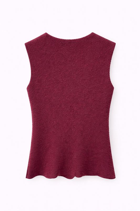 Ambika Mouwloos Vest Knoop Goud Bordeaux