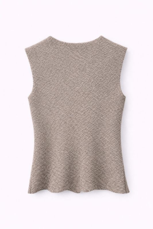 ​Ambika Mouwloos Vest Knoop Goud Taupe