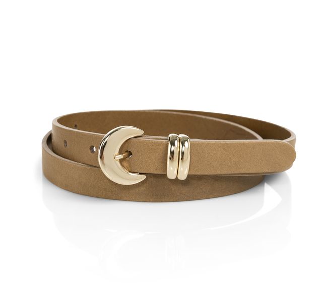 YaYa Leren riem met maansluiting KHAKI GREEN 03-403047-602