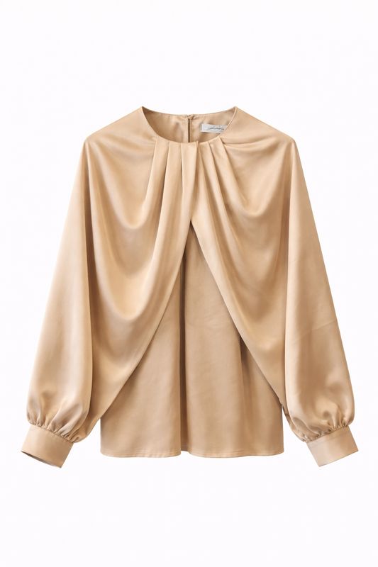 65527 Satijnen blouse ballon mouw - Ambika - gold