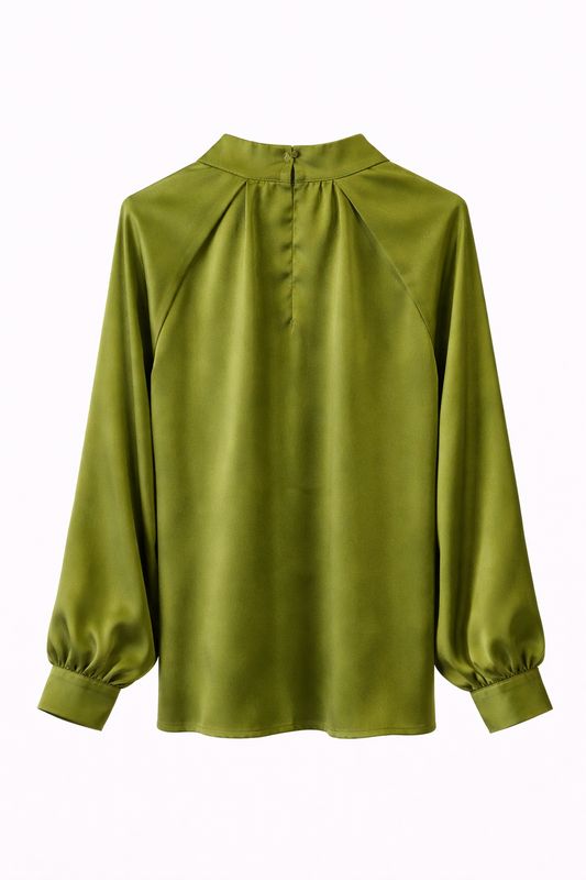 65527 Satijnen blouse ballon mouw - Ambika - green