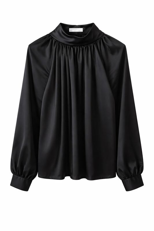 65510 Satijnen blouse - Ambika - zwart