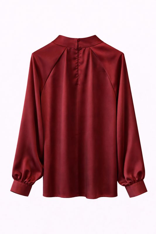 65527 Satijnen blouse ballon mouw - Ambika - burgundy