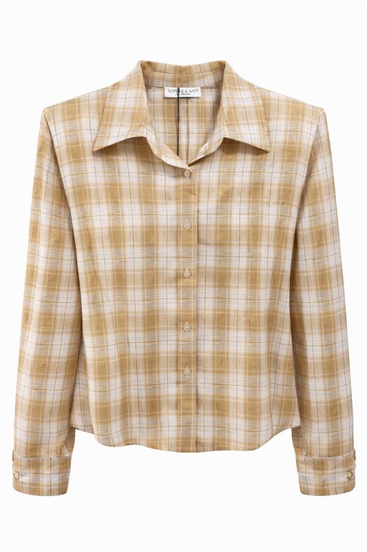 Nameless blouse geruit getailleerd beige 7697