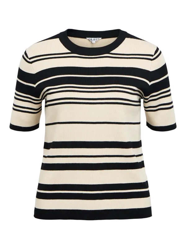 Object OBJESTER S/S NEW KNIT PULLOVER NOOS Black/Mixed sizes sa 23043510