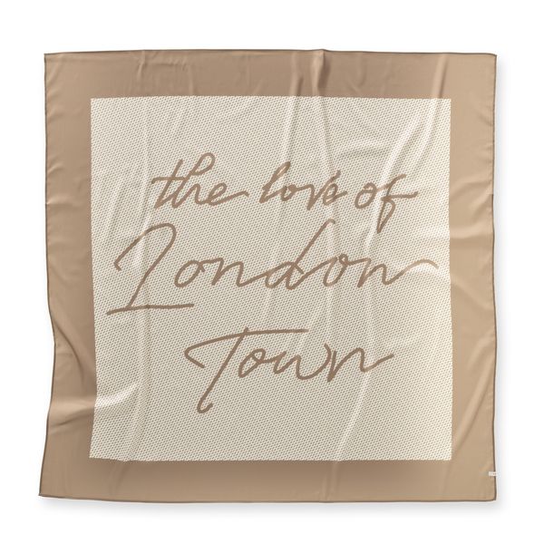 YaYa Vierkante sjaal London Town TAN BROWN DESSIN 03-501047-602