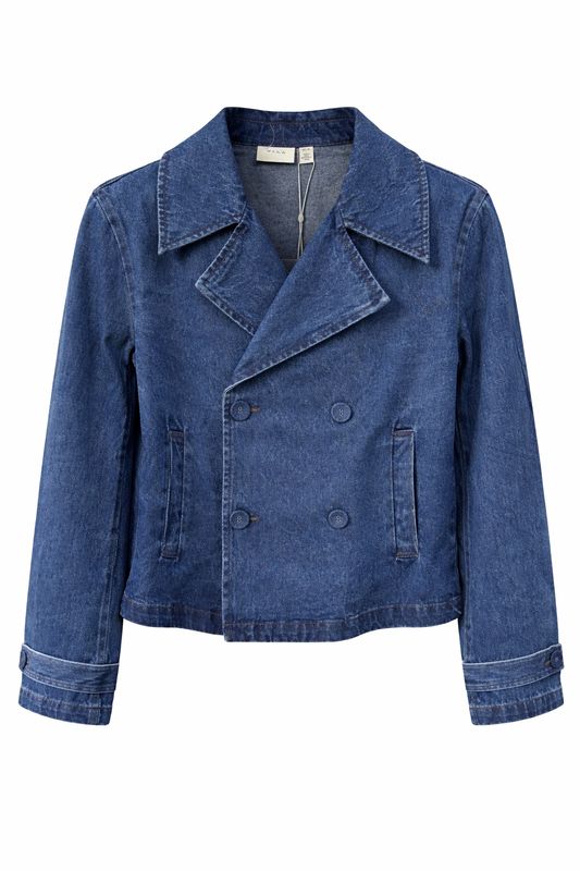 Vila VINATA L/S SHORT DENIM TRENCHCOAT/B: Dark Blue Denim 14114186