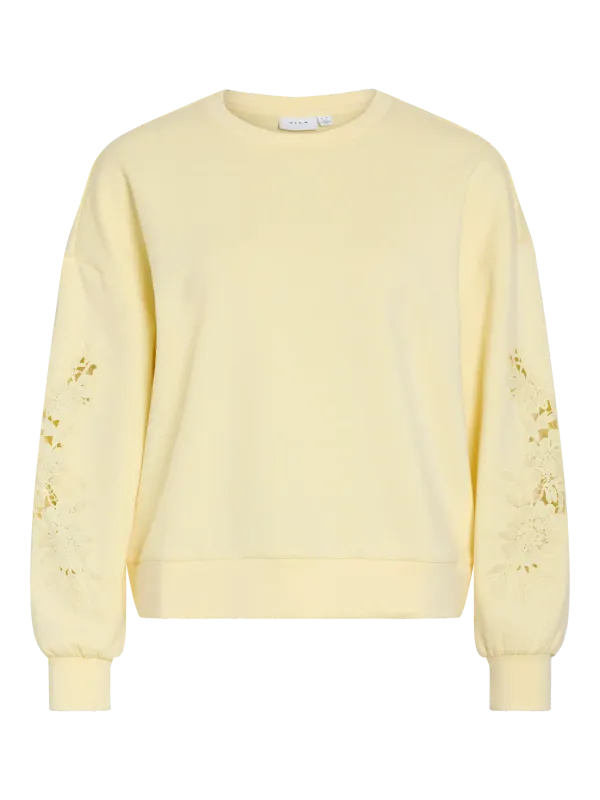 Vila VISIFFI O-NECK L/S SWEAT TOP Pastel Yellow 14114069