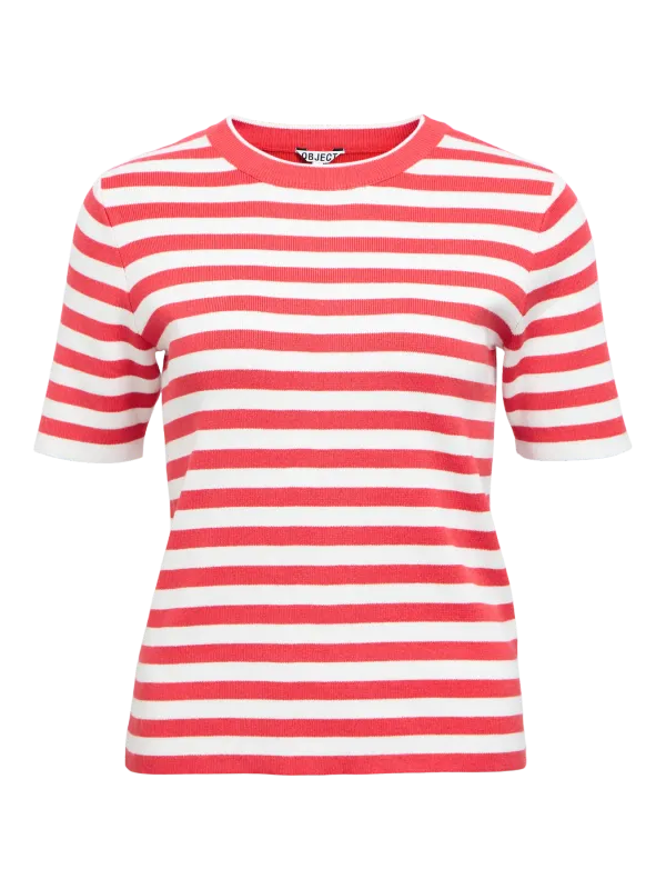 Object OBJESTER S/S NEW KNIT PULLOVER NOOS Poinsettia/Cloud dan 23043510