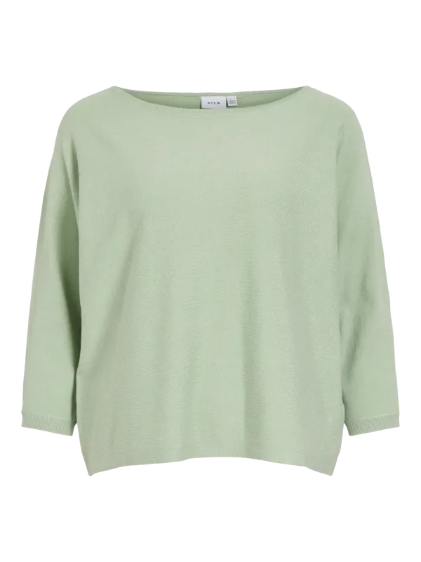 Vila VIMALU BOATNECK 3/4 SLEEVE KNIT TOP: Smoke Green/MELANGE 14112173