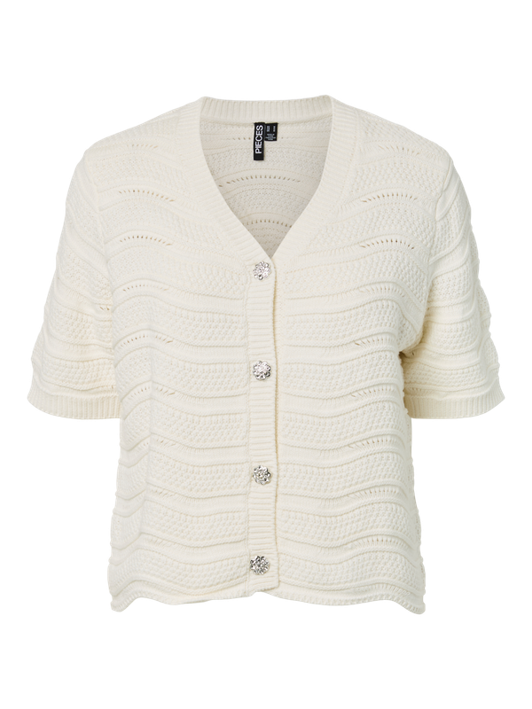 Pieces PCBLINA SS KNIT CARDIGAN BC Egret 17163666