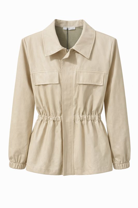 Nameless pu jasje beige 5997