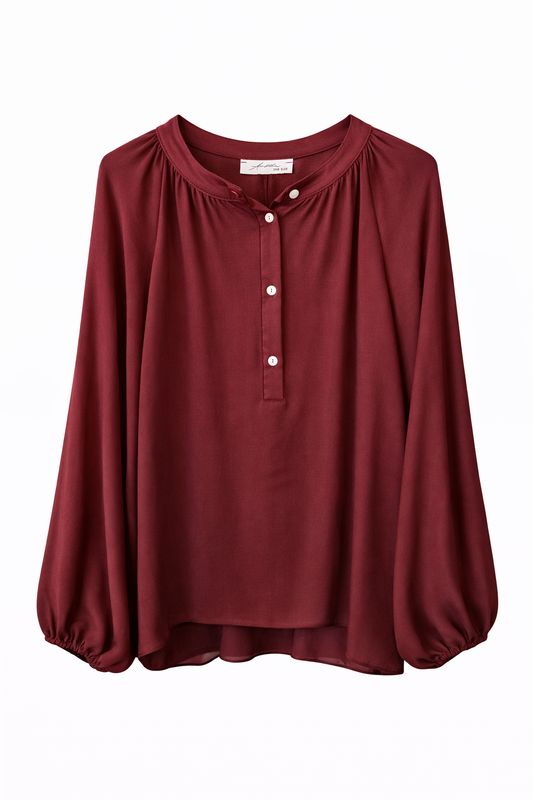 Ambika Flowy Top L/S Burgundy - 250C3203