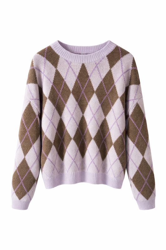 Nameless Trui Geruit Lila/Taupe TL228-2