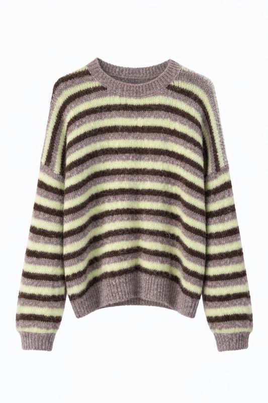 Ambika trui streep Groen/Taupe 51218