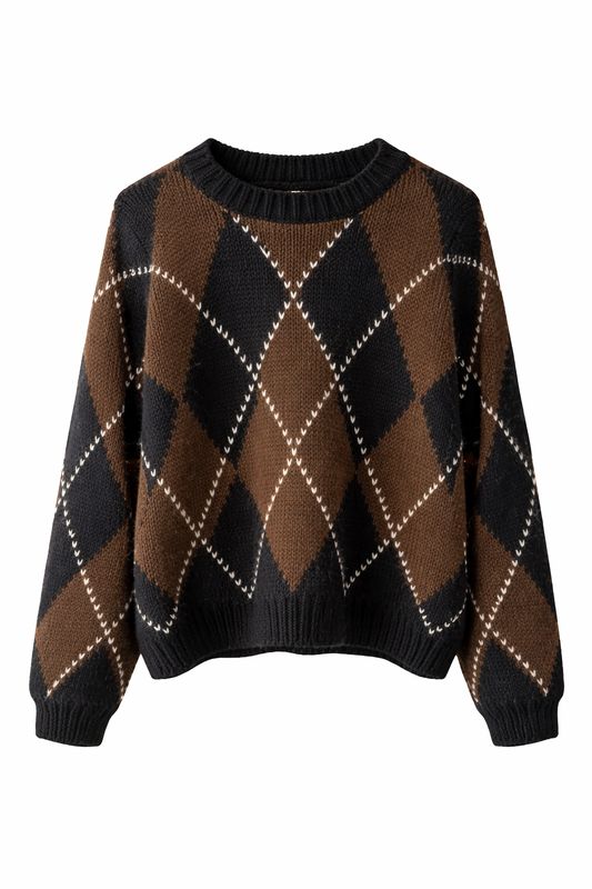 Nameless Trui Geruit Bruin/Zwart TL228-2