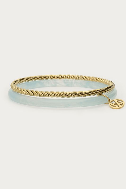 My Jewellery Licht blauwe dunne bangle set Gold MJ15838