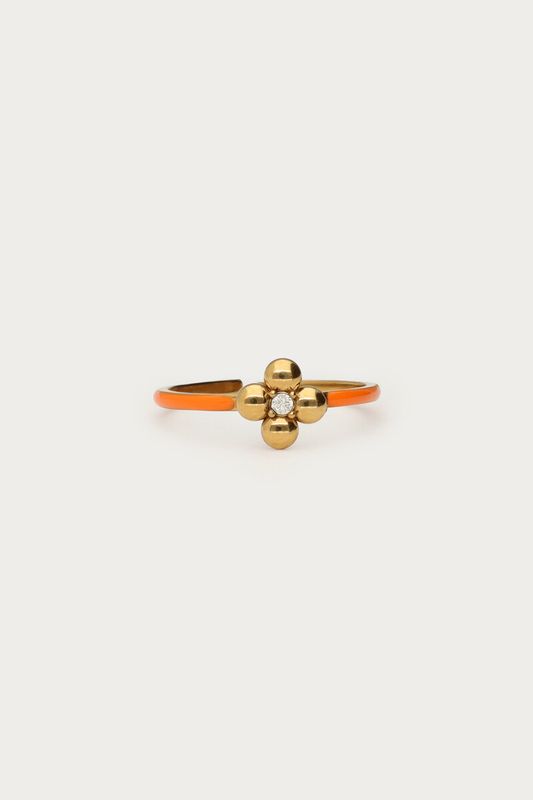 My Jewellery Oranje minimalistische ring met klav Gold MJ14880