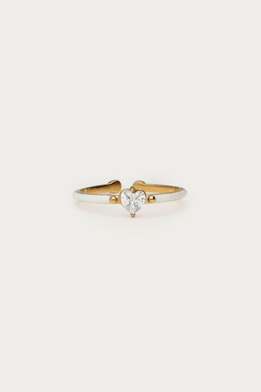 My Jewellery Witte minimalistische ring met hartje Gold MJ14876
