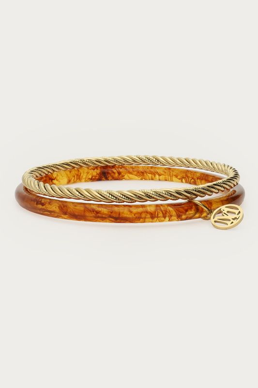 My Jewellery Bruine dunne bangle set Gold MJ15837