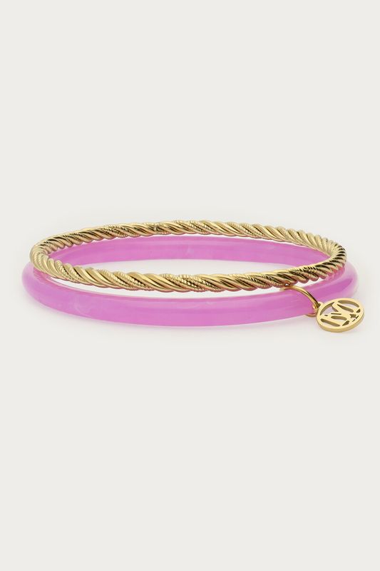 My Jewellery Fuchsia dunne bangle set Gold MJ15846
