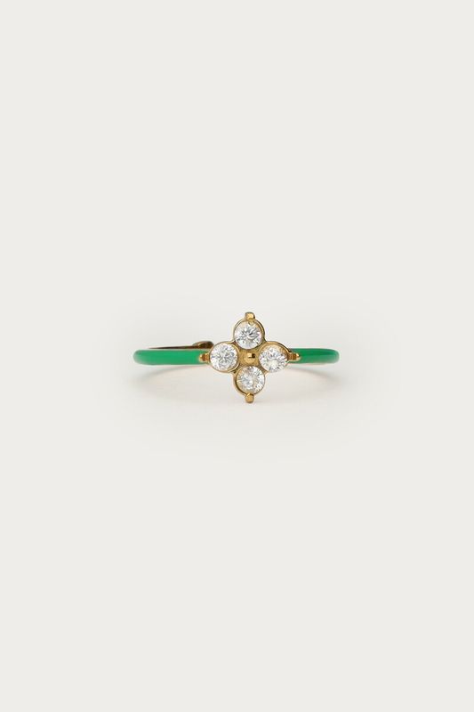 My Jewellery Groene minimalistische ring met klav Gold MJ14879