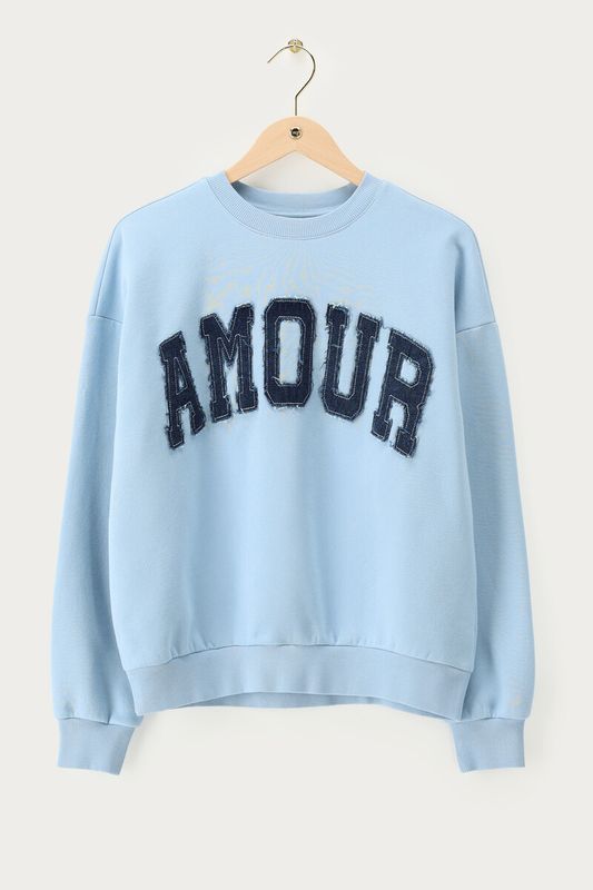 My Jewellery Denim patch amour sweater Light Blue MJ15183