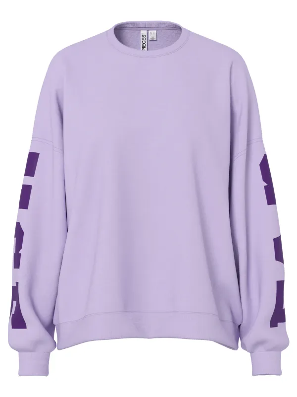 Pieces PCFANY LS O-NECK OVERSIZED SWEAT JR: Pastel Lilac/FABULEU 17164992