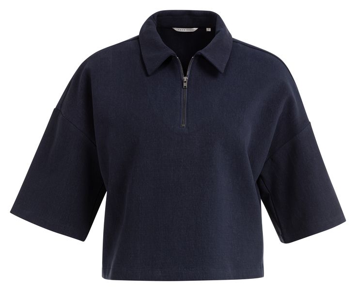 YaYa Polo top met halve rits NAVY BLAZER BLUE 01-701357-603