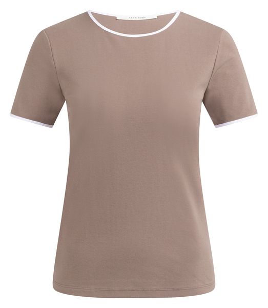YaYa T-shirt met contrastbies DEEP TAUPE BROWN 01-719084-603