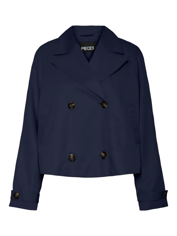 Pieces PCSCARLETT LS SHORT TRENCHCOAT NOOS: Maritime Blue 17154509