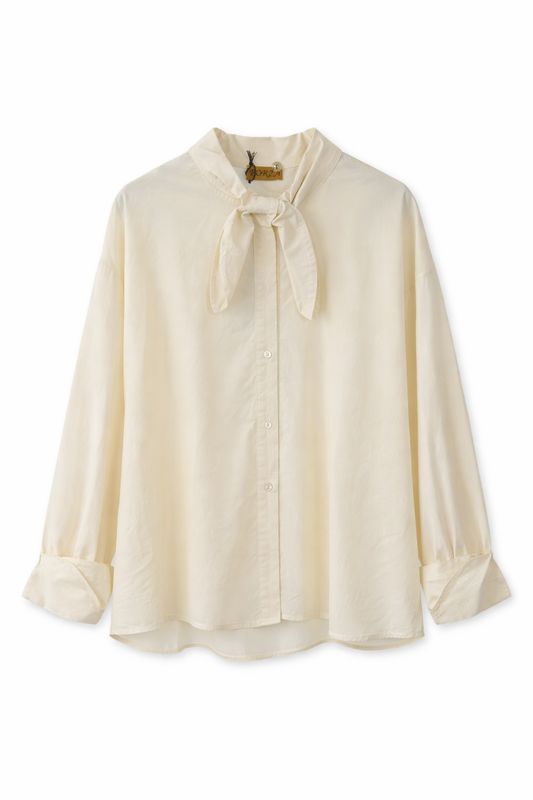 Basements Blouse met strik Creme 60495