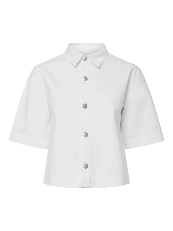 Pieces PCSKY SS A-SHAPE DENIM TOP NOOS BC Bright White 17162373