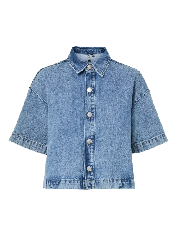 Pieces PCSKY SS A-SHAPE DENIM TOP NOOS BC Medium Blue Denim 17162373