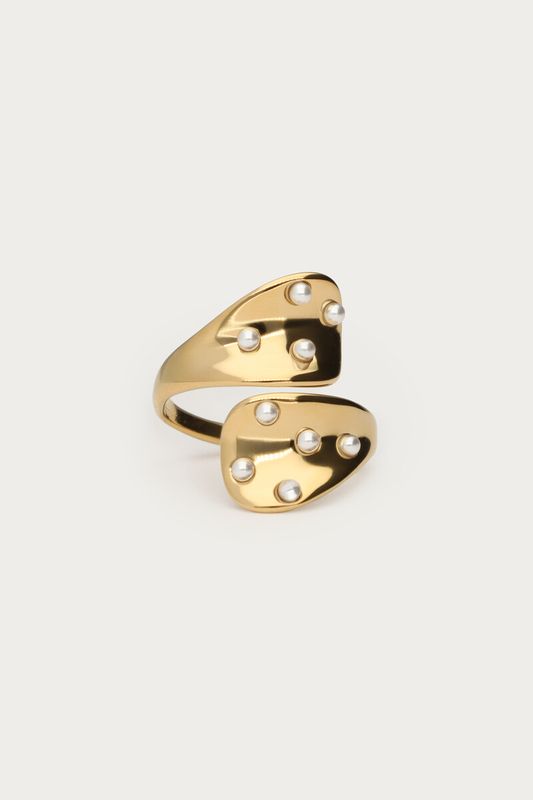 My Jewellery Bold ring met wikkel en mini zoetwaterparel Gold MJ15500