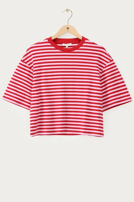 My Jewellery Roze gestreept boxy T-shirt Pink MJ16250