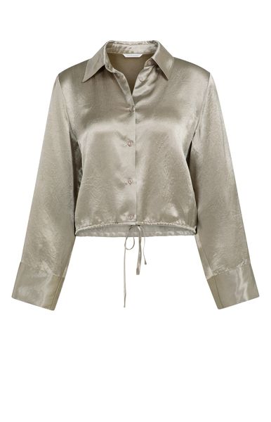 YaYa Crinkle blouse with drawstring CROCKERY BROWN 01-201212-604